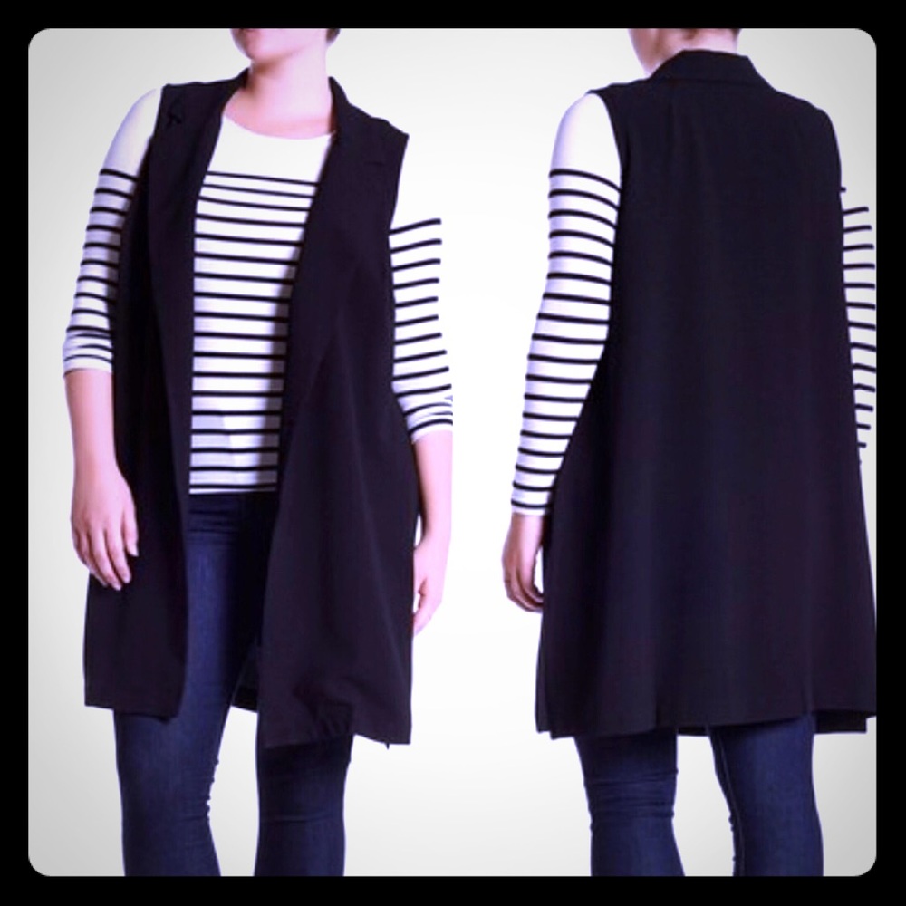 Notch Lapel Longline Vest (Plus Size)